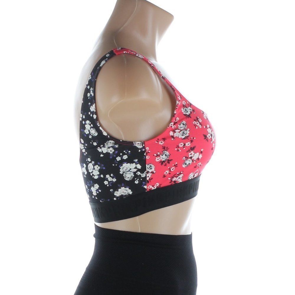 NWT PINK Victoria’s Secret Floral Mixed Print Sports Bra Red & Black S - Picture 6 of 9